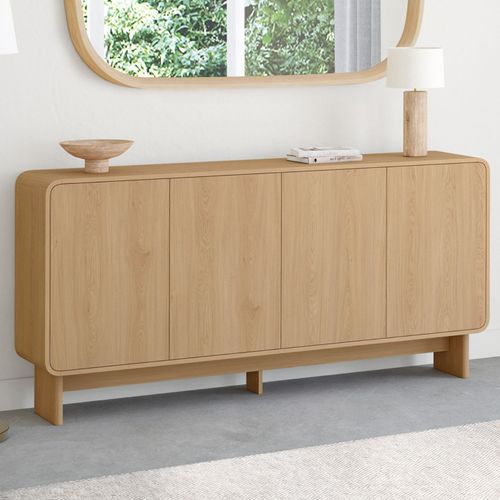 Buffet 160 Cm Capucine XXL 4 Portes Façon Hêtre Design Arrondi