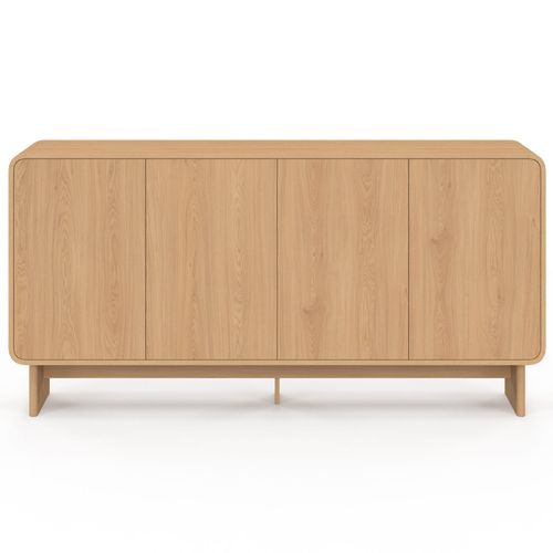 Buffet 160 Cm Capucine XXL 4 Portes Façon Hêtre Design Arrondi