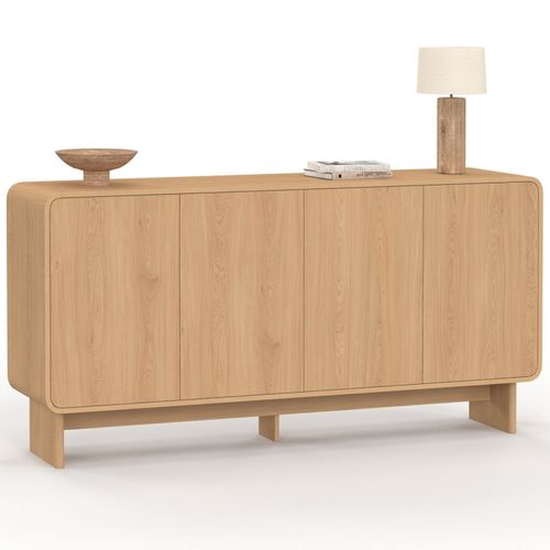 Buffet 160 Cm Capucine XXL 4 Portes Façon Hêtre Design Arrondi