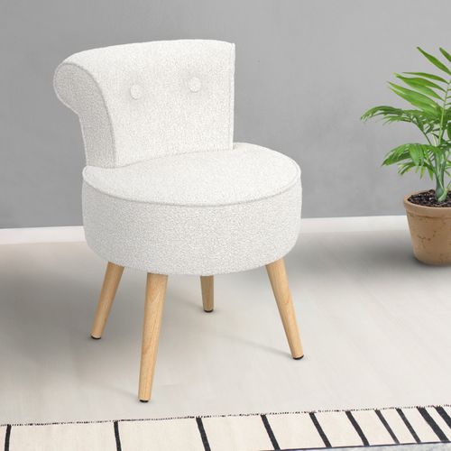 Fauteuil Crapaud En Tissu Bouclette Blanc