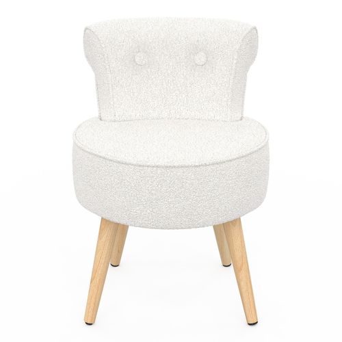 Fauteuil Crapaud En Tissu Bouclette Blanc