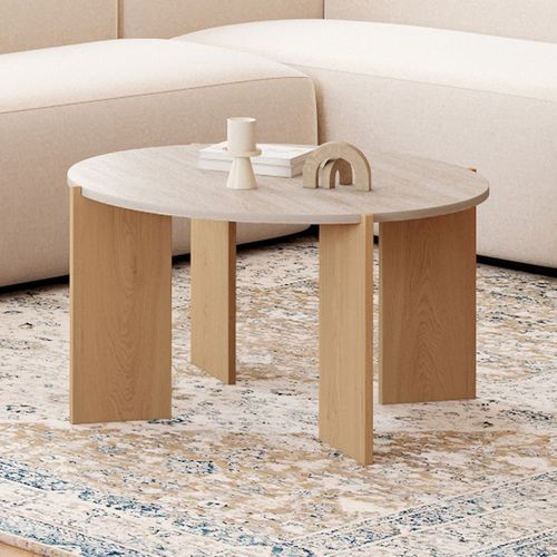 Table Basse Ronde Armonia 73 Cm Effet Travertin