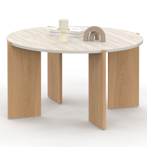 Table Basse Ronde Armonia 73 Cm Effet Travertin