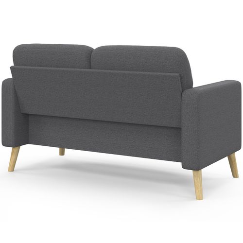 Canapé Droit Scandinave 2 Places Claire En Tissu Gris Anthracite