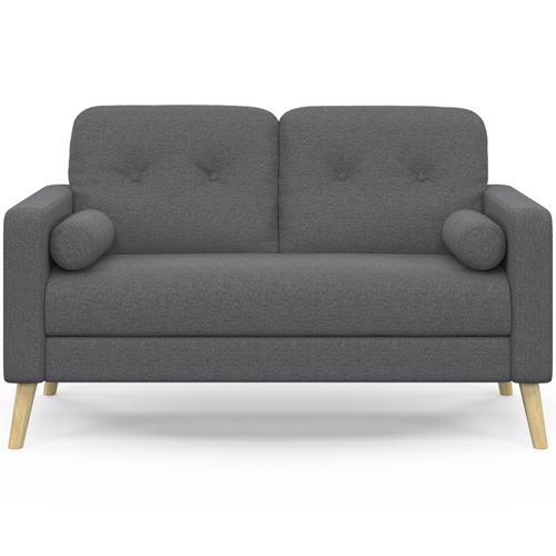 Canapé Droit Scandinave 2 Places Claire En Tissu Gris Anthracite