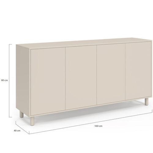Buffet 160 Cm Bertille 4 Portes Bois Coloris Beige