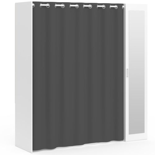 Dressing Extensible Meryl 145/170 X 50 X 180 Cm Blanc Avec Étagères + Double Penderie + Miroir + Rid