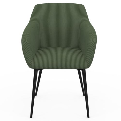 Lot De 2 Chaises De Salle à Manger, Fauteuils De Table Jany En Velours Côtelé Vert Kaki