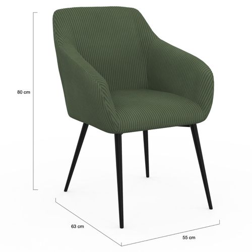 Lot De 2 Chaises De Salle à Manger, Fauteuils De Table Jany En Velours Côtelé Vert Kaki