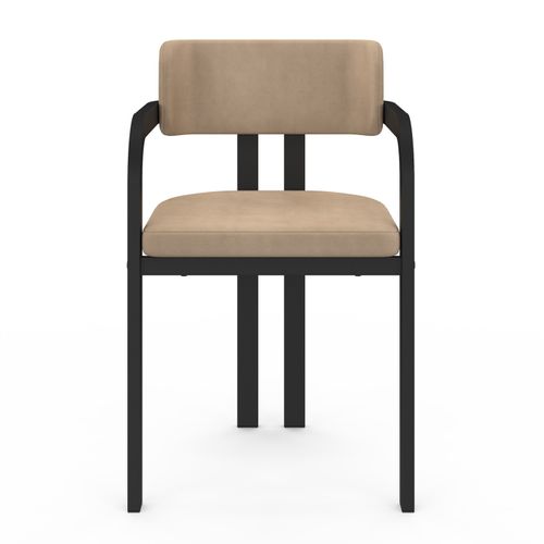 Lot De 2 Chaises De Salle à Manger, Esma En Métal Noir Et Velours - Taupe