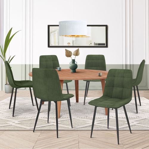 Lot De 6 Chaises Mila En Velours Vert Kaki Pour Salle à Manger