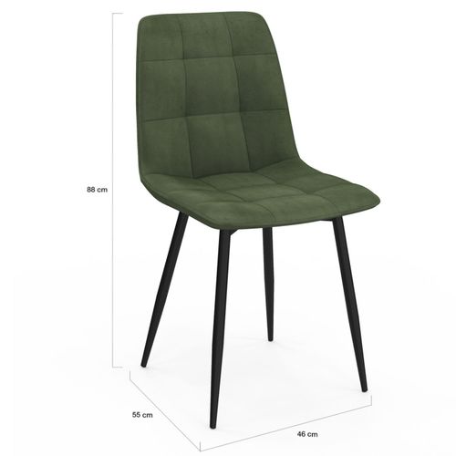 Lot De 6 Chaises Mila En Velours Vert Kaki Pour Salle à Manger