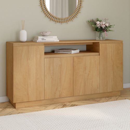 Buffet 160 Cm Serena 4 Portes Avec Niche Centrale Effet Bois