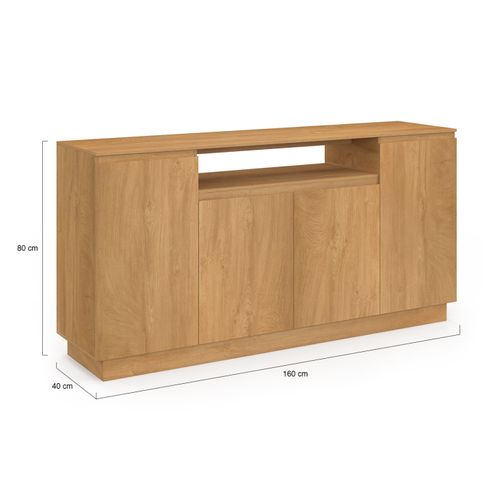 Buffet 160 Cm Serena 4 Portes Avec Niche Centrale Effet Bois