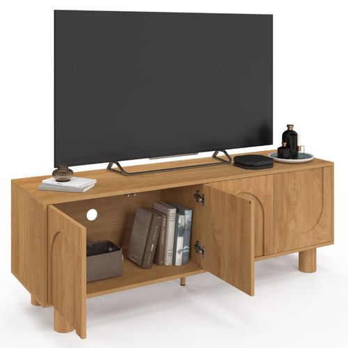 Meuble TV 140 Cm Archie 4 Portes Design Arche Effet Bois