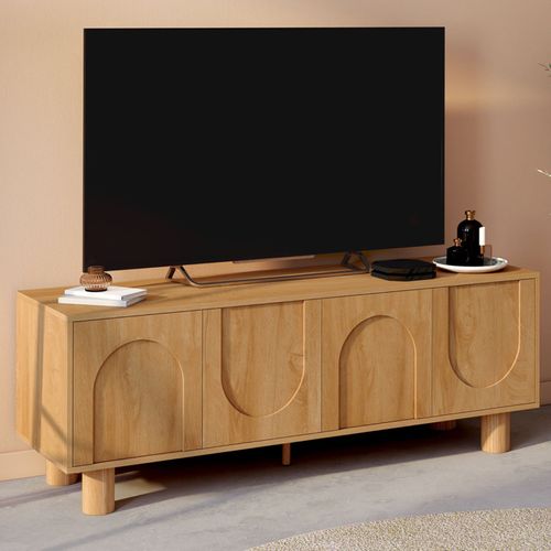 Meuble TV 140 Cm Archie 4 Portes Design Arche Effet Bois