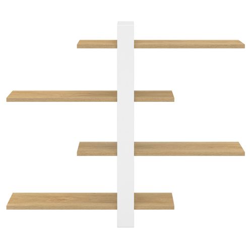 Etagère Murale Avec Étagères Coulissantes Ora 4 Niveaux Façon Hêtre Et Blanc