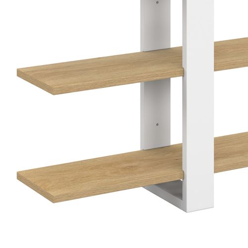 Etagère Murale Avec Étagères Coulissantes Ora 4 Niveaux Façon Hêtre Et Blanc