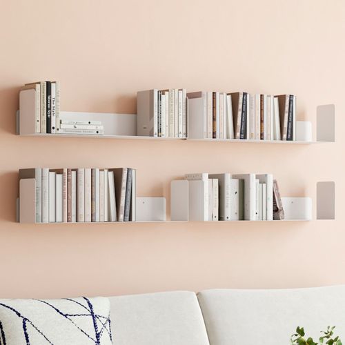 Lot De 4 Étagères 60x15 Cm Pour Livres Metra Blanches