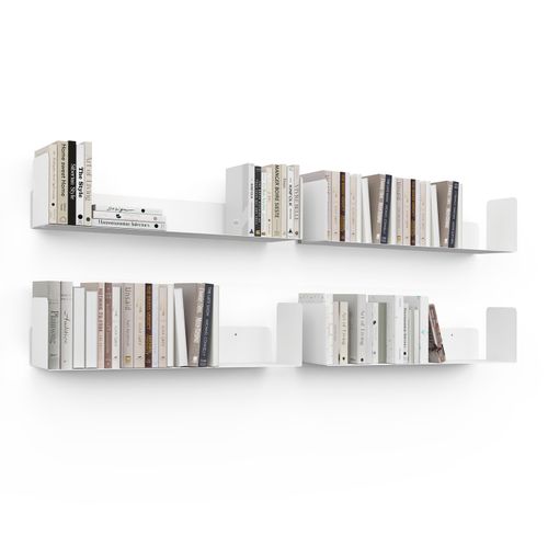 Lot De 4 Étagères 60x15 Cm Pour Livres Metra Blanches