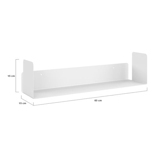Lot De 4 Étagères 60x15 Cm Pour Livres Metra Blanches