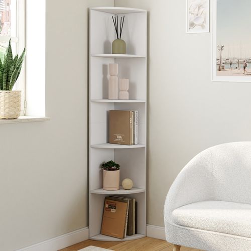 Etagère D'angle Modula 5 Niveaux Blanche à Poser Ou à Fixer