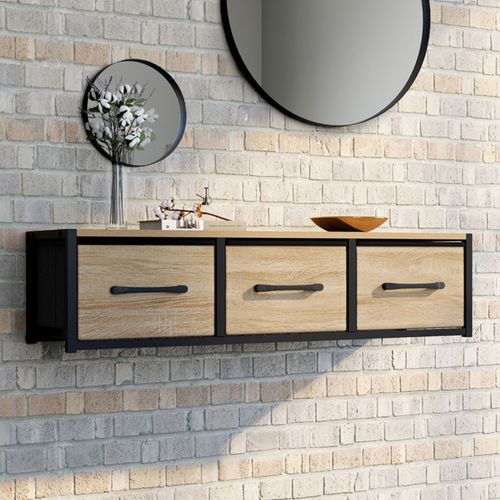 Étagère Murale Console D'entrée Utah 3 Tiroirs Design Industriel