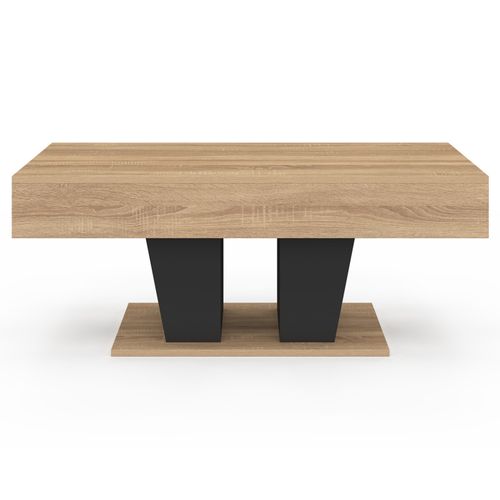 Table Basse Plateau Relevable Rectangulaire Eliad Bois Et Noir