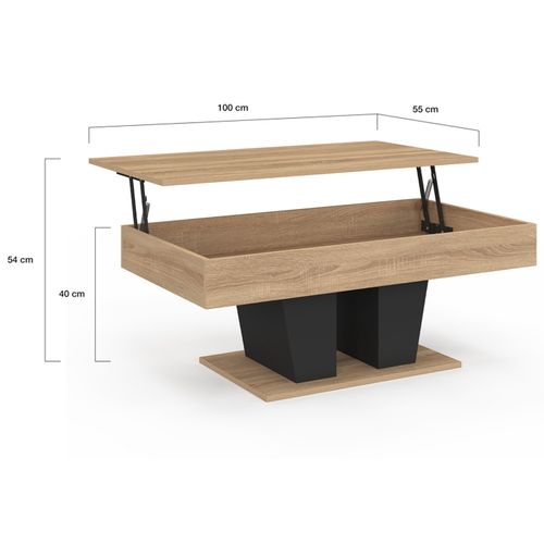 Table Basse Plateau Relevable Rectangulaire Eliad Bois Et Noir