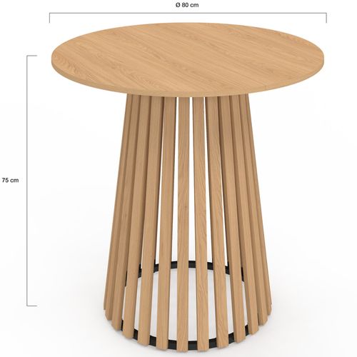 Table à Manger Ronde Carmen 4 Personnes Pied Bois En Lattes Et Plateau Bois 80 Cm