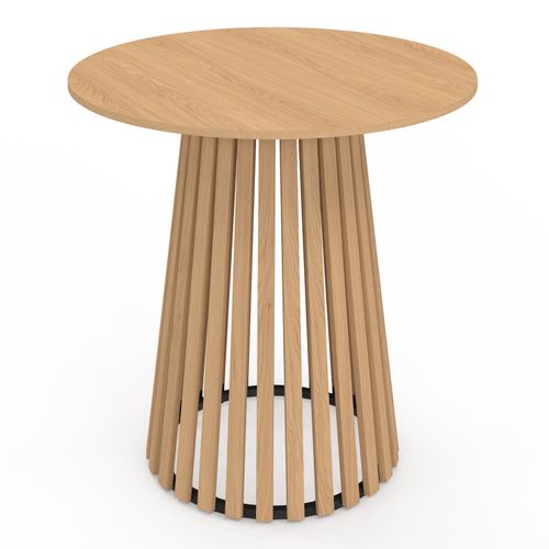 Table à Manger Ronde Carmen 4 Personnes Pied Bois En Lattes Et Plateau Bois 80 Cm