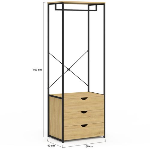 Dressing Penderie 3 Tiroirs L.60 Cm Detroit Design Industriel