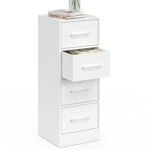 Meuble D'appoint 4 Tiroirs Uppah 30 Cm Chiffonnier, Meuble De Rangement Bois Blanc