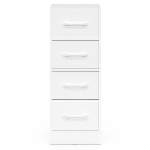 Meuble D'appoint 4 Tiroirs Uppah 30 Cm Chiffonnier, Meuble De Rangement Bois Blanc