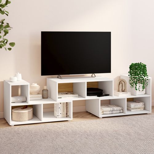 Meuble TV Combiné 3 Pièces Modulables Leonard Pour Salon Chambre Et Bureau, 140-205 X 30 X 43 Cm