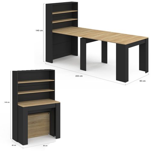 Table Buffet Haut Extensible Orlando 8 Personnes Bois Et Noir 235 Cm