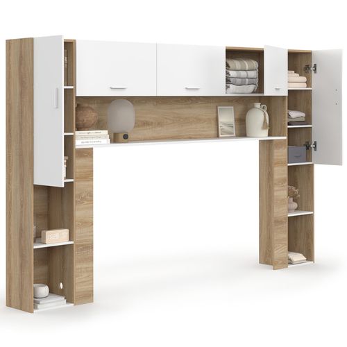 Pont De Lit Bridget 226 Cm Avec Rangements Bois Et Blanc