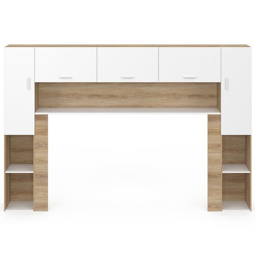 Pont De Lit Bridget 226 Cm Avec Rangements Bois Et Blanc