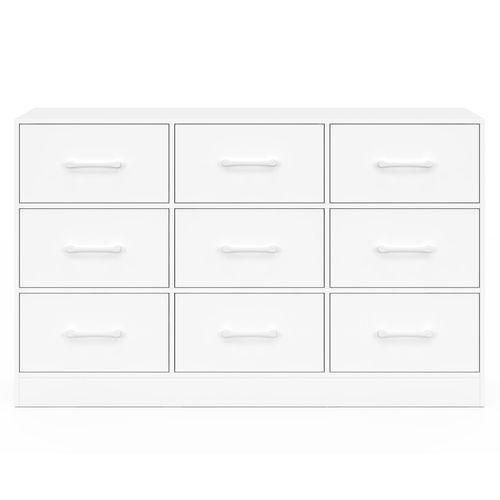 Commode 9 Tiroirs En Tissu Uppah 113 Cm Meuble De Rangement Bois Blanc