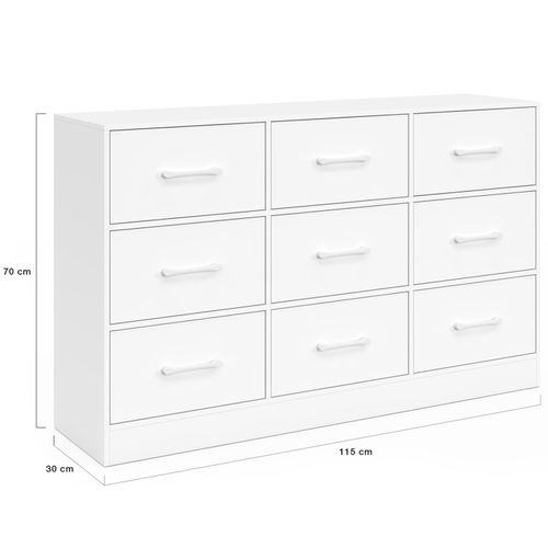 Commode 9 Tiroirs En Tissu Uppah 113 Cm Meuble De Rangement Bois Blanc