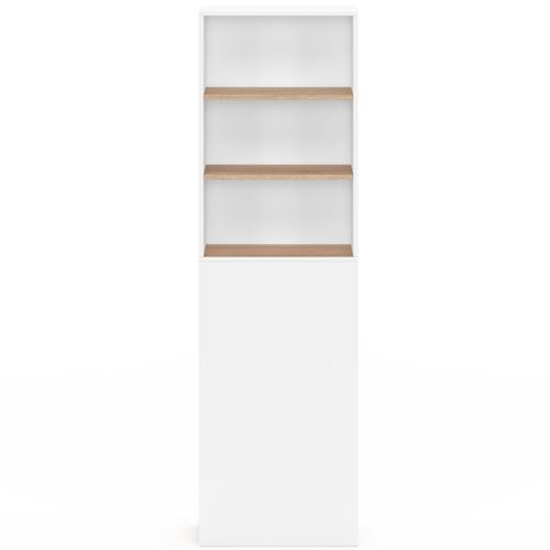 Meuble Colonne Salle De Bain Tomi Gain De Place Desserte 2 Niveaux Avec Tiroirs Et 3 Étagères Façon