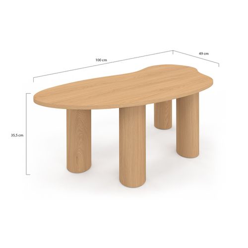 Table Basse Organique 100 Cm Bois Effet Hêtre