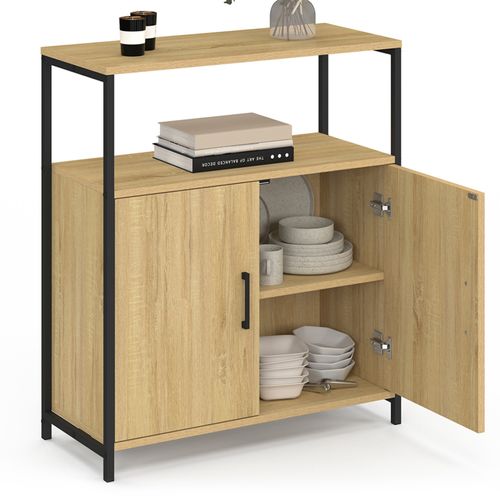 Buffet D'appoint 1 Niche Et 2 Portes 70 Cm Detroit Design Industriel