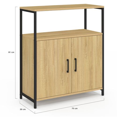 Buffet D'appoint 1 Niche Et 2 Portes 70 Cm Detroit Design Industriel