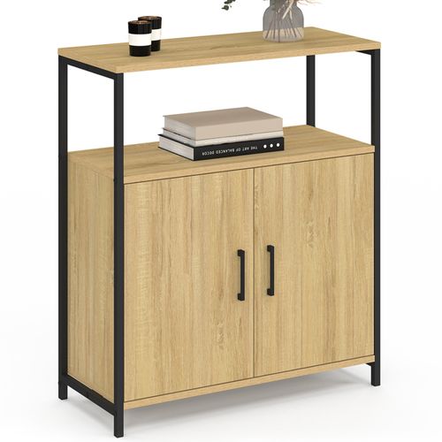 Buffet D'appoint 1 Niche Et 2 Portes 70 Cm Detroit Design Industriel