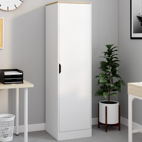 Armoire De Rangement Nouk 1 Porte Avec Étagères Blanc Et Bois