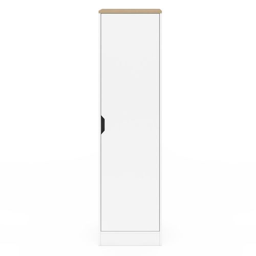Armoire De Rangement Nouk 1 Porte Avec Étagères Blanc Et Bois