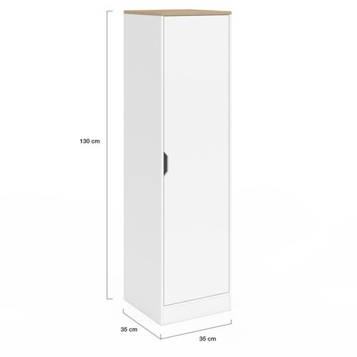 Armoire De Rangement Nouk 1 Porte Avec Étagères Blanc Et Bois