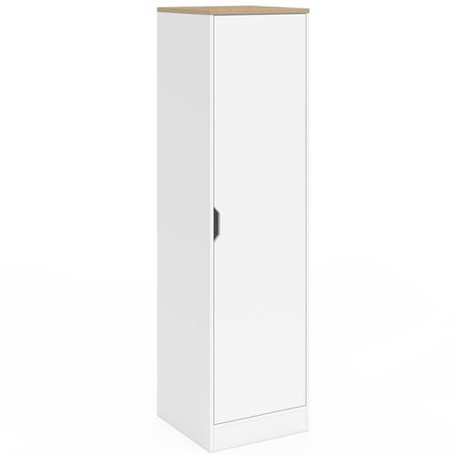 Armoire De Rangement Nouk 1 Porte Avec Étagères Blanc Et Bois