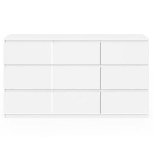 Commode 9 Tiroirs Tomi XXL 136 Cm Bois Blanc